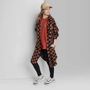 Checkered Brown Women's Coat